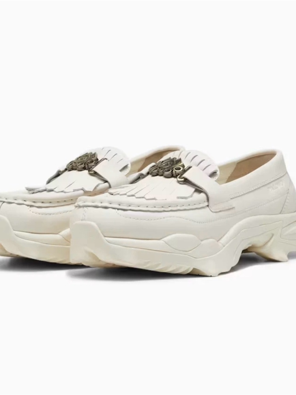 PUMA White Chunky Kiltie Loafer with Metal Trim - Men